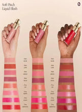 Soft Pinch liquid blush swatch chart with multiple shades and applicators