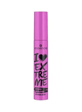 Waterproof black volume mascara tube with pink-purple design and wand applicator