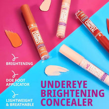 Under-eye brightening concealer bottles with swatch and applicator