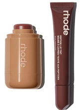 Lip tint duo set: bronze-tinted balm bottle and espresso-brown squeeze tube