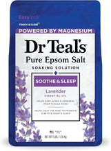 Dr Teal's Epsom bath salt pouch with lavender essential oil, soothing sleep