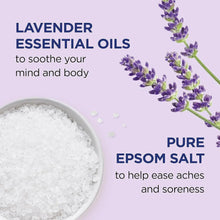Pure epsom salt crystals with lavender essential oils graphic