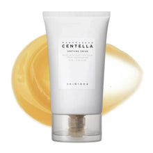 Soothing moisturizer cream tube with white cap and clear base, centered with gel swatch