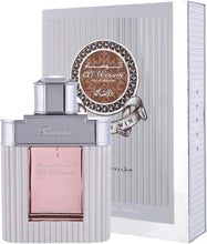 Eau de Parfum gift box with silver cap and pink glass bottle, Rasasi Al Wisam Day