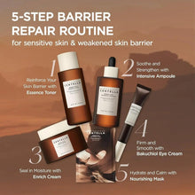 Centella ampoule bottles with droppers shown in a skincare routine lineup