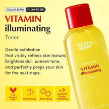 Eqqualberry Vitamin Illuminating Toner bottle, yellow with red cap and glow filter label