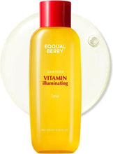 Eqqualberry Vitamin Illuminating Toner bottle, yellow with red cap