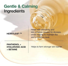 Heartleaf ingredient panel with amber serum swirl