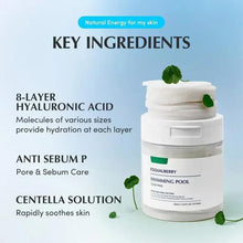 Toner pads jar with key ingredients including hyaluronic acid