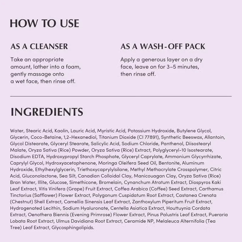 Eqqualberry Purple Rice Pore Purifying Pack Cleanser – 130g - Mumzar