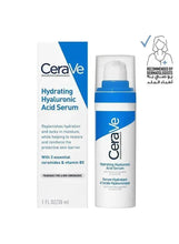 CeraVe hyaluronic acid serum box and bottle set, blue pump visible