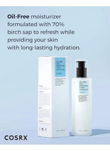 Oil-free moisturizing lotion set: white bottle with black pump and side box.