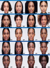 Foundation shade range grid with labeled model faces, 210 to 40N