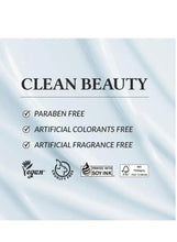 Barrier cream tube with Clean Beauty labels: paraben-free, colorant-free, vegan and soy ink