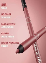 Pink 8HR longwear lip liner pencil with pointed tip and black cap.