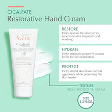 Avène Cicalfate restorative hand cream tube, white squeeze tube, 3.3 fl oz.