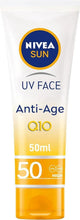 NIVEA SUN UV Face Anti-Age Q10 SPF 50 face cream, 50 ml tube