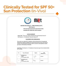 In-vivo SPF 50+ sun protection compliance certificate for sunscreen aqua gel