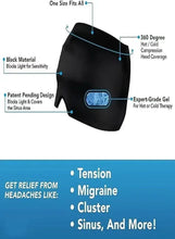 Black compression head cover with blue gel pack panel and face opening