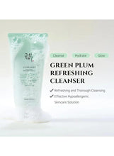 Green plum refreshing cleanser tubes with “GREEN PLUM REFRESHING CLEANSER” text