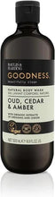 Baylis & Harding Goodness body wash bottle, Oud Cedar & Amber, 500 ml