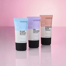 Three Catrice primer tubes, including poreless blur primer tube