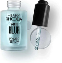 Primer serum bottle and dropper, light blue glass with black pump cap