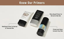 Mattifying makeup primer tubes, assorted packs on display, oil-free