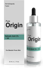 Facial serum bottle with dropper and box, salicylic acid 2% + HA, 30 ml