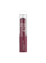 Hydrating lip shine tube in burgundy with clear cap