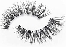 Strip false eyelashes with wispy, long black lashes