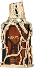 Grow unisex Eau de Parfum bottle, gold-toned sculpted glass with amber liquid