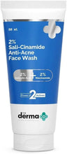 2% Sali-Cinamide anti-acne face wash tube, 80 ml, white and blue label