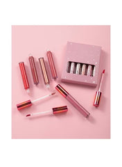 ZH-547A 6-Piece Matte & Pearl Lip Gloss Set Non-Stick Lip Glaze Gift Box
