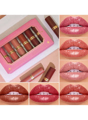 6-Piece Diamond Lipstick Set Pearl Matte & Shimmer Long-Lasting Lipsticks