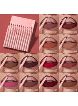 12-piece velvet matte lip liner set with nude pink lip pencil and lipstick pens