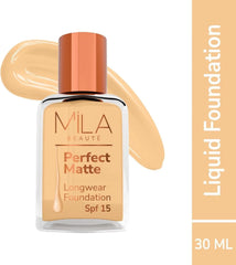 Mila Beauté Perfect Matte Long Wear Foundation SPF15 Vitamin E Shade 03