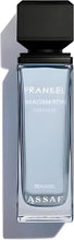 ASSAF eau de parfum bottle with black cap, clear glass, 100 ml front label.
