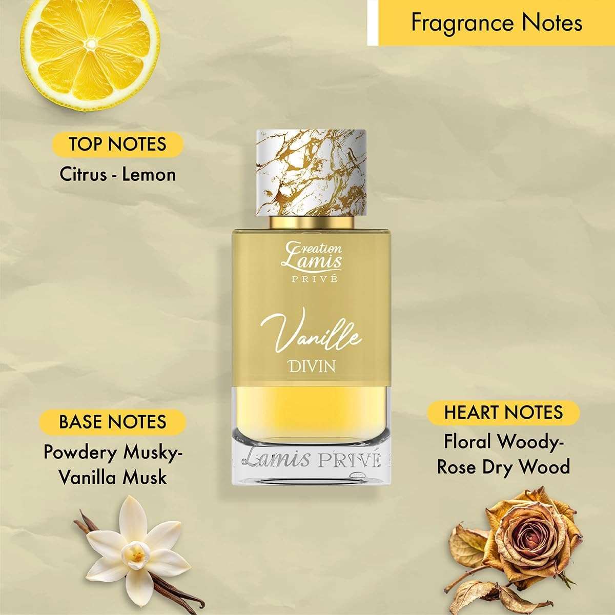 Creation Lamis Privé Vanille Divin Eau De Parfum 100ml – Citrus Floral Woody Long Lasting Unisex Perfume