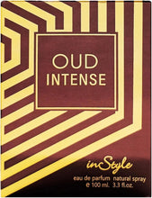 inStyle OUD Intense eau de parfum box with gold patterned design and text