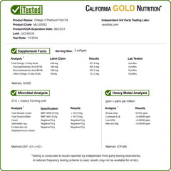 California Gold Nutrition Omega-3 Premium Fish Oil 1100mg (100 / 240 Softgels) – EPA DHA Heart & Brain Support Supplement