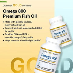 California Gold Nutrition Omega 800 Ultra-Concentrated Omega-3 Fish Oil 1000mg (30 / 90 Softgels) – kd-pur® Triglyceride EPA DHA Supplement