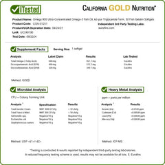 California Gold Nutrition Omega 800 Ultra-Concentrated Omega-3 Fish Oil 1000mg (30 / 90 Softgels) – kd-pur® Triglyceride EPA DHA Supplement
