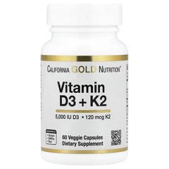 California Gold Nutrition Vitamin D3 + K2 (60 / 180 Veg Capsules) – Bone, Heart & Immune Support Supplement