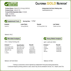 California Gold Nutrition Vitamin D3 2000 IU (50 mcg) – 90 & 360 Fish Gelatin Softgels | Bone, Immune & Muscle Support