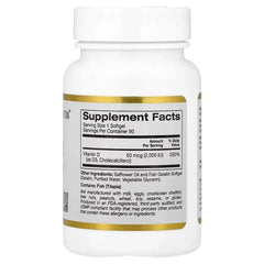 California Gold Nutrition Vitamin D3 2000 IU (50 mcg) – 90 & 360 Fish Gelatin Softgels | Bone, Immune & Muscle Support