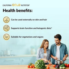 California Gold Nutrition Organic Virgin Coconut Oil – Cold Pressed, 16 fl oz & 54 fl oz | Pure, Unrefined Superfood Oil