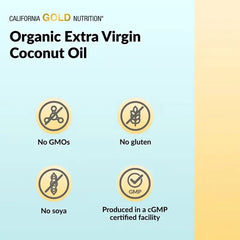 California Gold Nutrition Organic Virgin Coconut Oil – Cold Pressed, 16 fl oz & 54 fl oz | Pure, Unrefined Superfood Oil