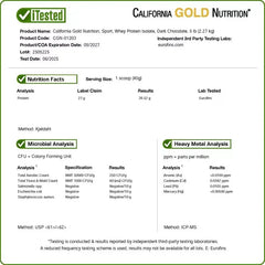 California Gold Nutrition Sport Whey Protein Isolate Dark Chocolate – 2 lb & 5 lb | بروتين عالي، تعافي العضلات ودعم العضلات الخالية من الدهون