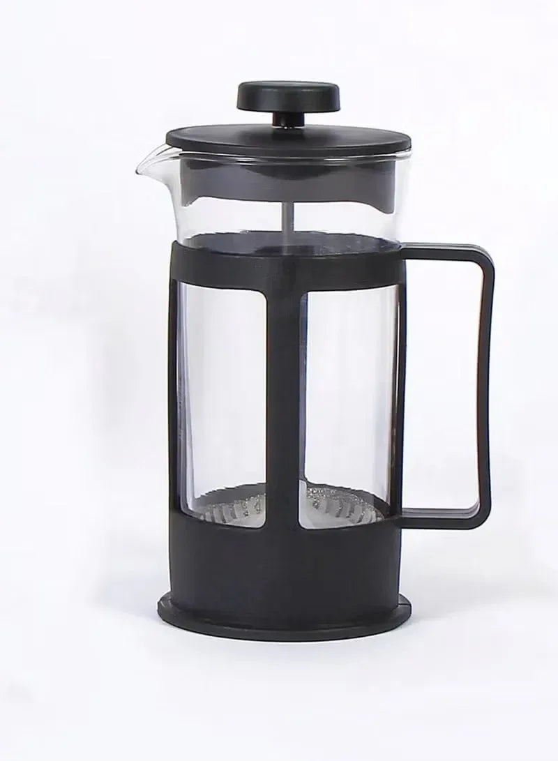 French Press Coffee and Tea Maker Black 600 ML – Borosilicate Glass & Stainless Steel Brewer